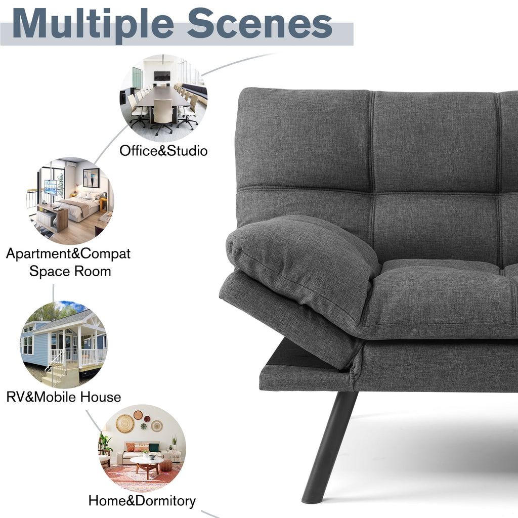 Gray Memory Foam Futon Sofa Bed M730927