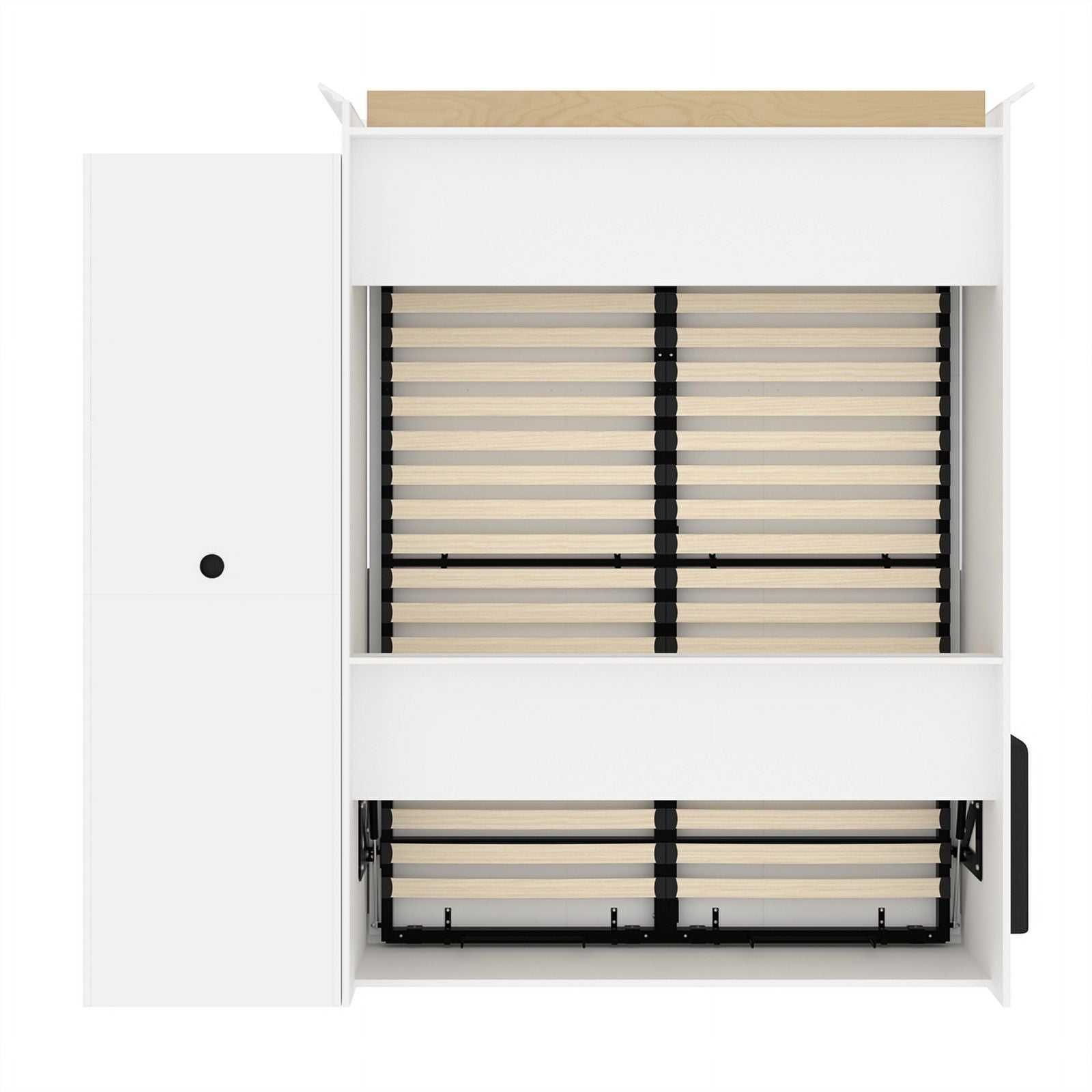 White Gray Wood Queen Murphy Bed with Sofa S784496