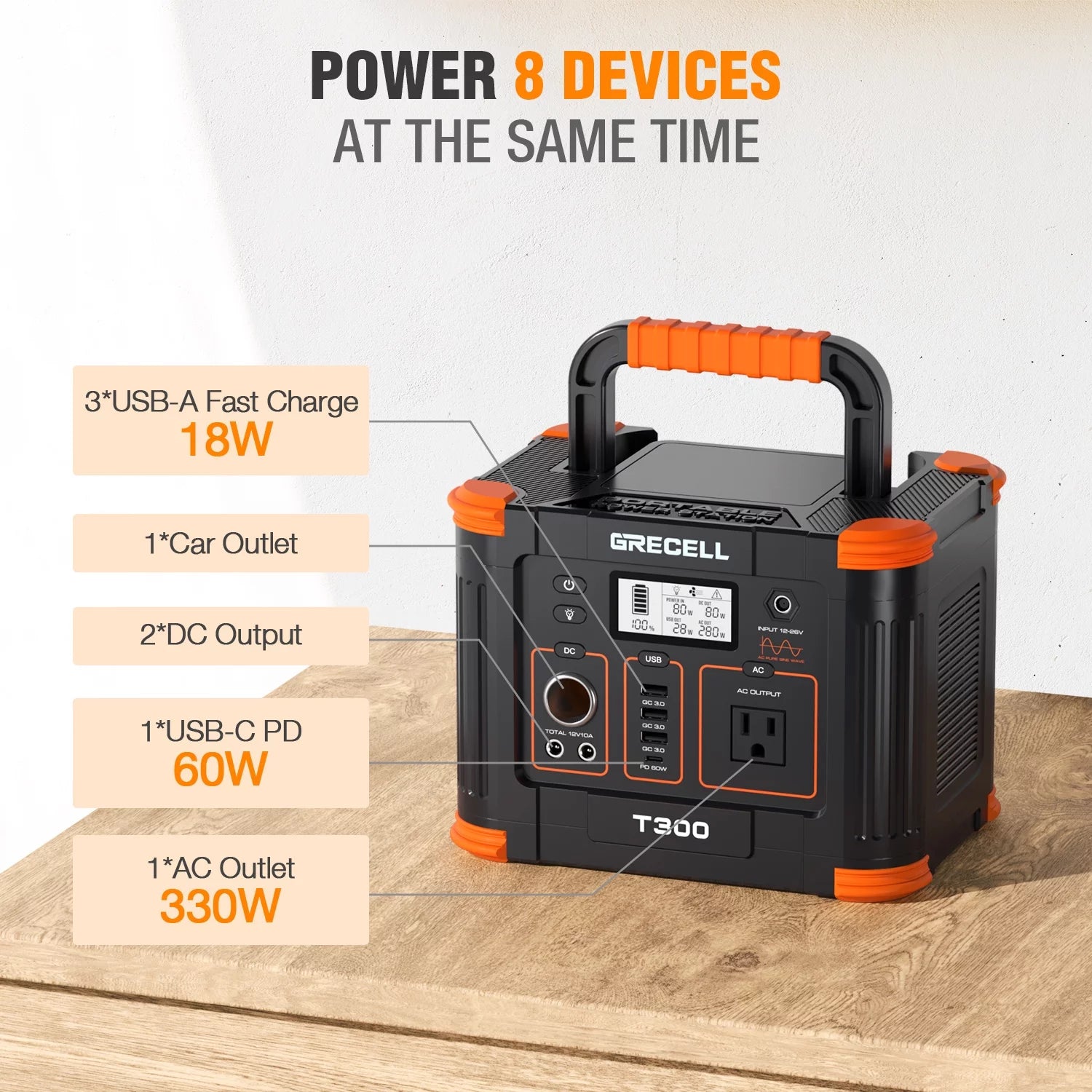 300W Portable Power Station, 288Wh Solar Generator T461163