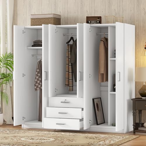 Gray 6 Door Wooden Wardrobe H504423