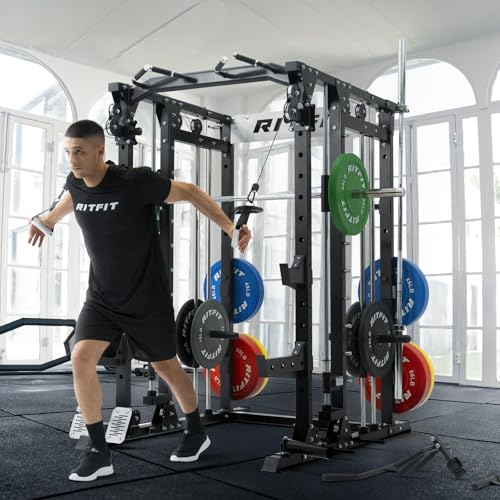 All-in-One Smith Machine with Power Cage and Cable Crossover System R8408