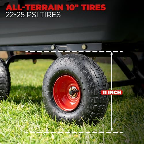 2-in-1 Heavy Duty Garden Cart Dump Wagon Utility Cart with 10" Pneumatic Tires E773418