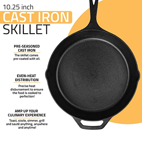 Pre-Seasoned Cast Iron Skillet 10.25 Inch Black Q37222