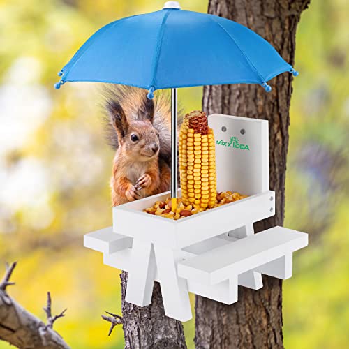Wooden Squirrel Feeder Table with Umbrella K81640