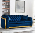 Blue Tufted Velvet 3 Seater Sofa with 2 Pillows J6858