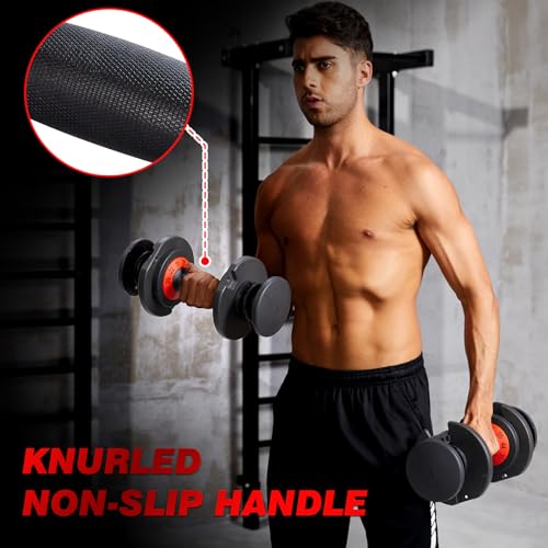 25/55 Lbs Pair Adjustable Black Grip Handle Dumbbell Set D866906