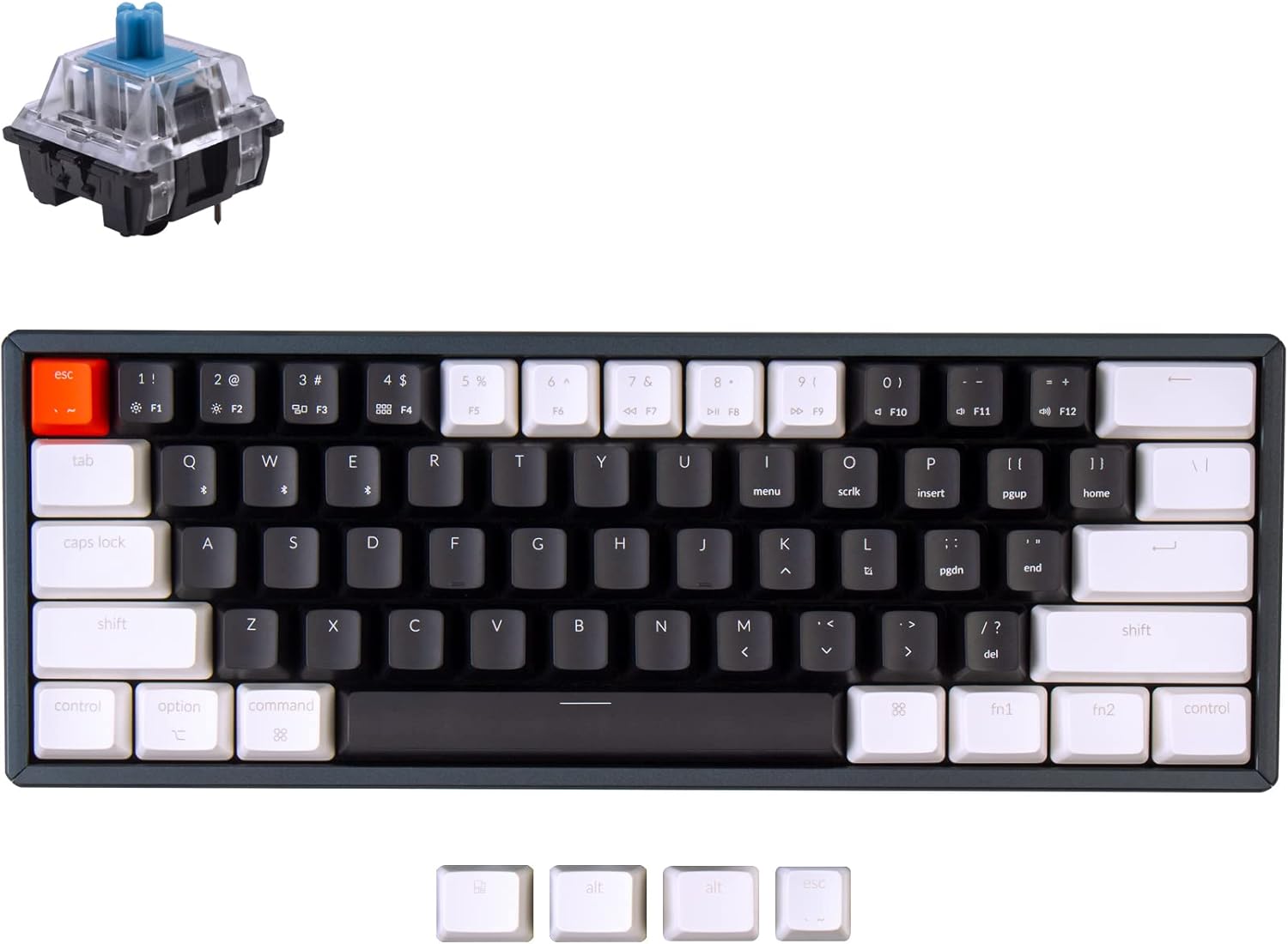 60% Layout Bluetooth Wireless/USB Wired Mechanical Keyboard with Aluminum Frame F2468