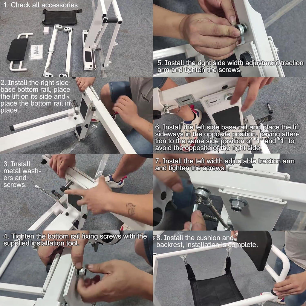 White Foldable Electric Patient Lift Transfer Chair with Adjustable Base R194216