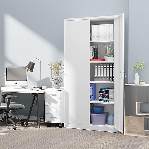 Black Metal Storage Cabinet with Doors and Shelves I819
