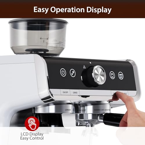 20 Bar Espresso Machine with Grinder and Milk Frother Steam Wand V2608
