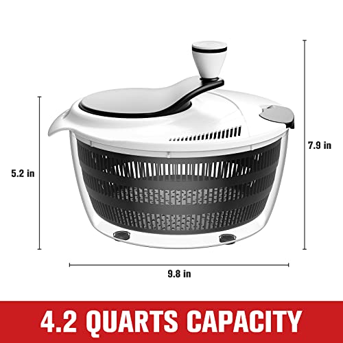 Large 4.2 Quart Salad Spinner with Bowl Rotary Handle (Black) L253127