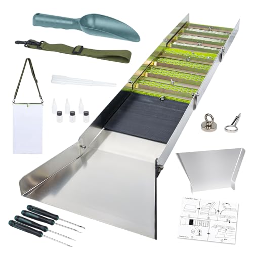 20pc Gold Panning Kit with Folding Sluice Box, Aluminum Alloy Mining Equipment K21030