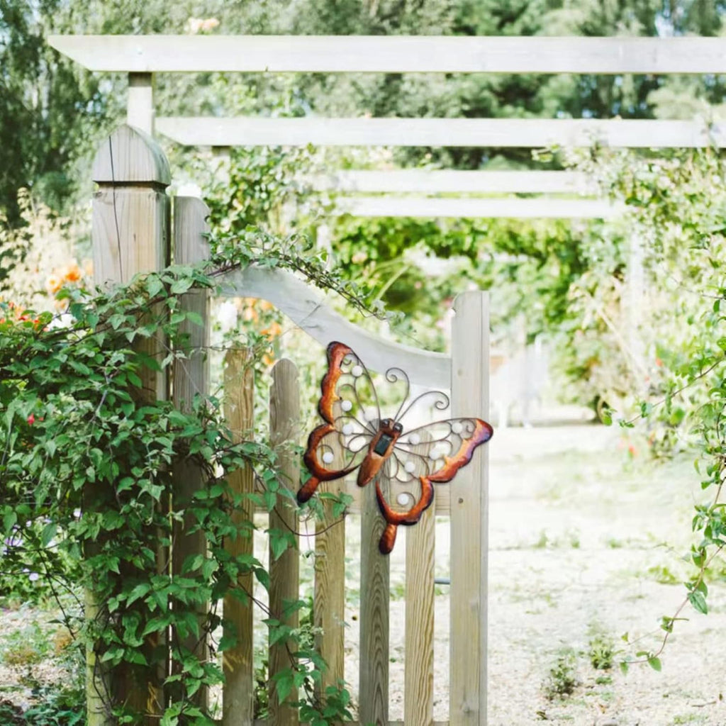 Solar Metal Butterfly Garden Wall Art with Solar Light P908