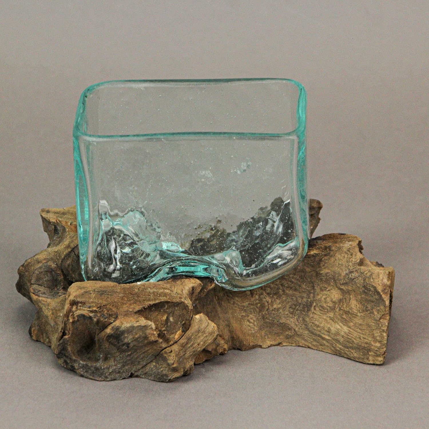 Rectangular Glass On Driftwood Decorative Bowl Q312970