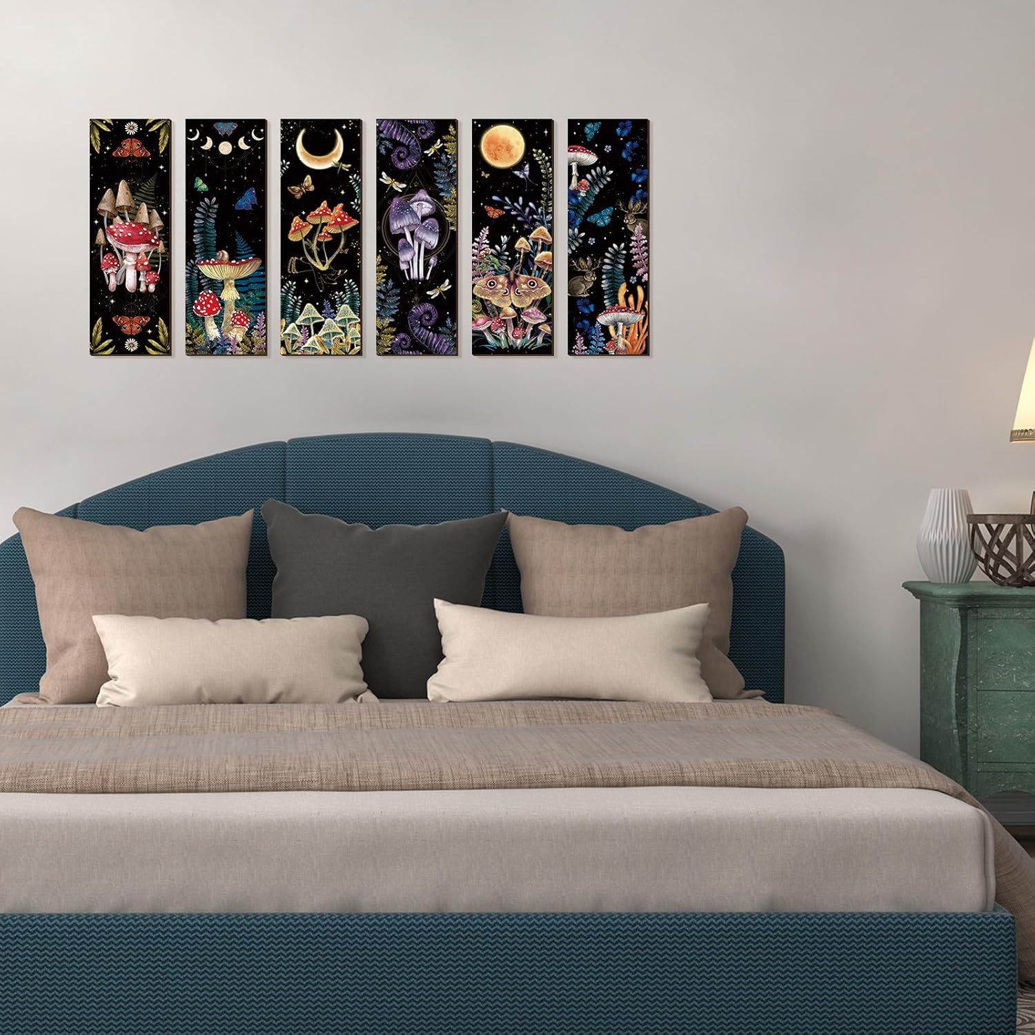 6 Pcs Mushroom Wall Decorations Wooden Wall Hanging H702169