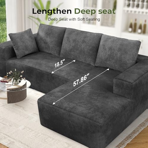 Corduroy Modular Sectional Sofa with L-Shape Chaise I8390