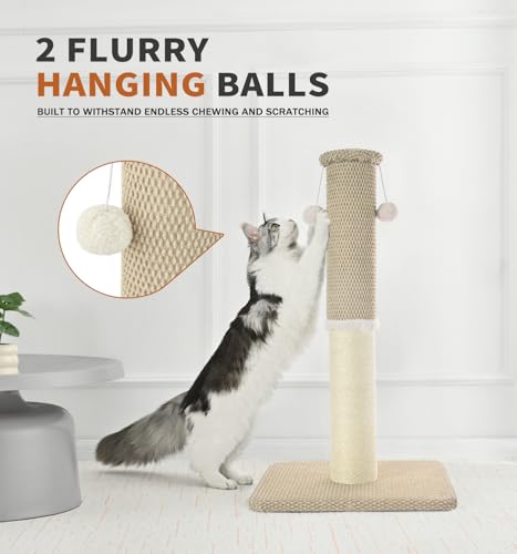 33" Natural Sisal Cat Scratching Post, Dark Grey U165