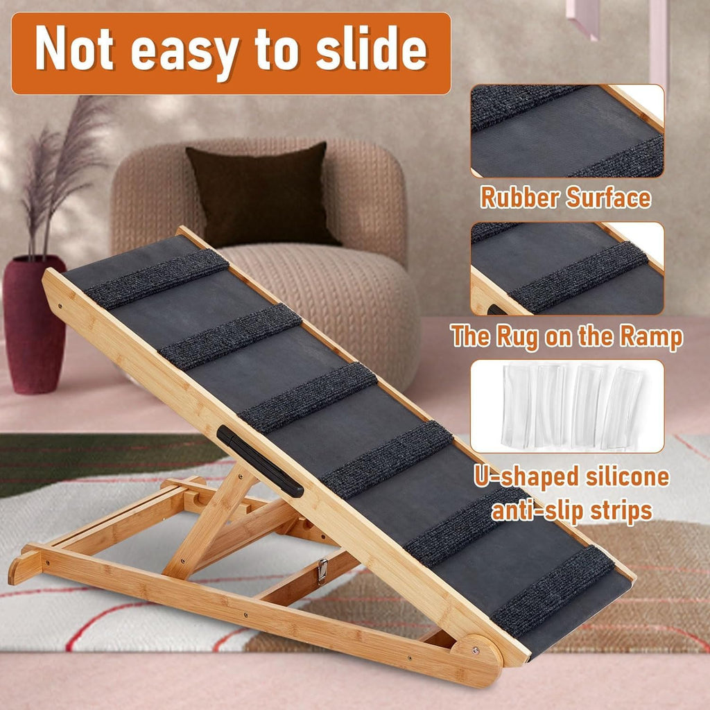 6 Layer Adjustable Dog Ramp, 41.33" Long, Non Slip Rubber Surface E292870