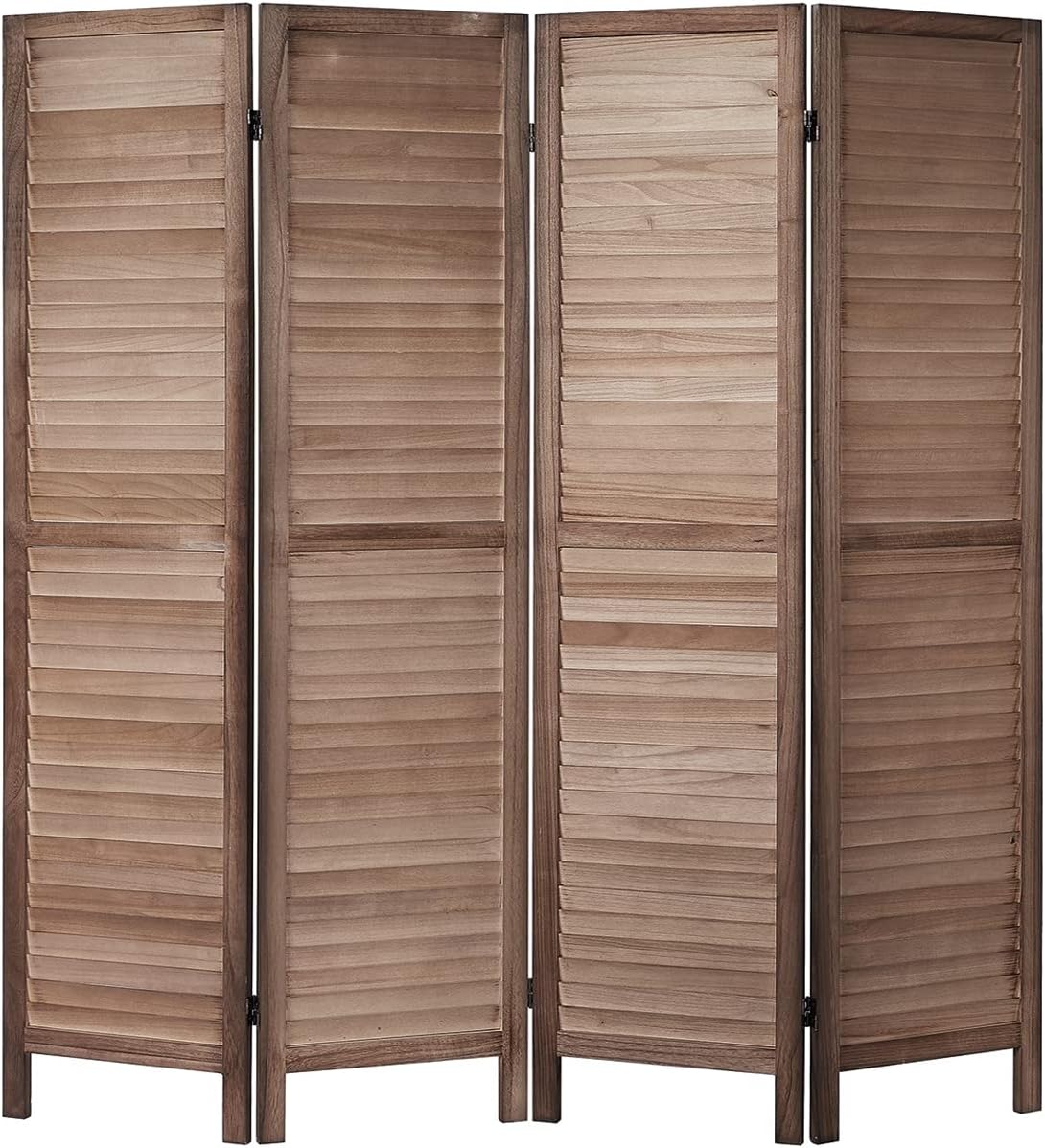 4 Panel Brown Wood Room Divider H8614