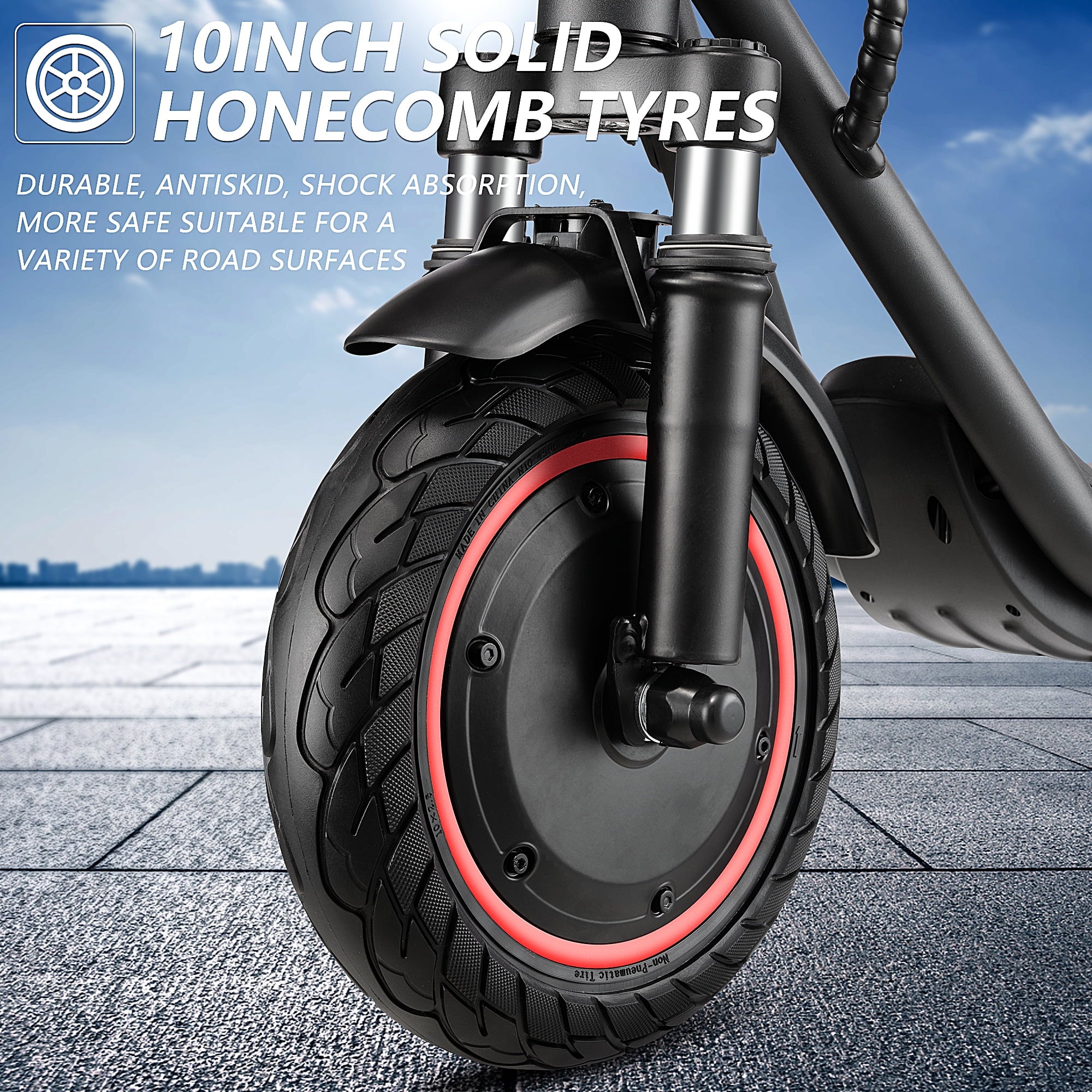 500W Motor 15 MPH 15 Miles Range 10" Solid Tires Folding Electric Scooter C862