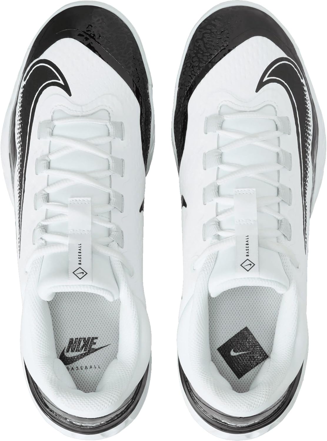 White-Black Men's Metal Baseball Cleats K9187