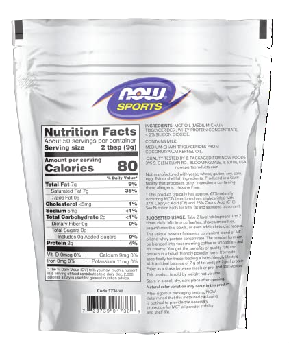 Unflavored MCT Powder with Whey Protein Isolate, 1-Pound P324
