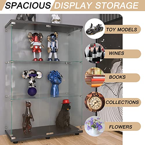 White Glass Display Cabinet with 3 Shelves, 49.3" H x 16.7" W x 14.3" D P4083