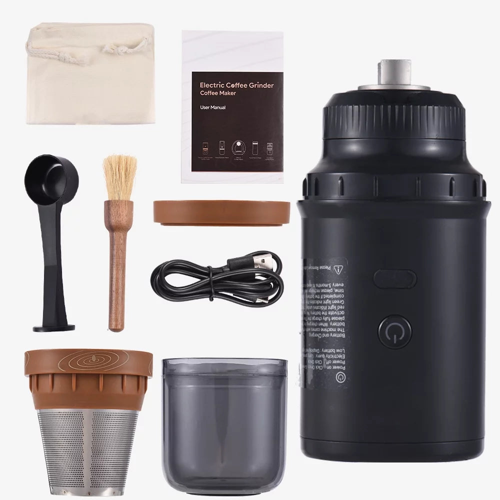 Electric Burr Coffee Grinder 25 Gears Adjustable 24W Portable USB Rechargeable Burr Mill Coffee Bean Grinder with Stainless Steel Core Cleaning Brush K4769