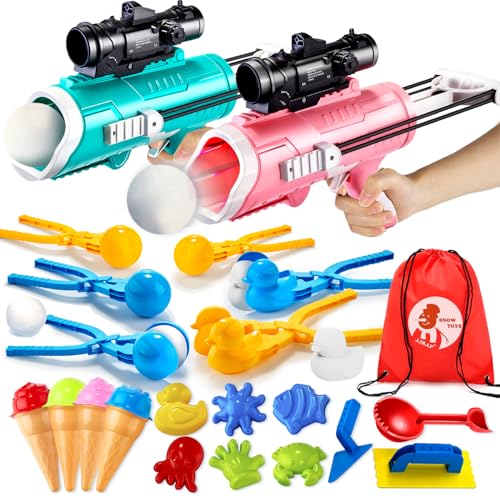 28 Pack Snow Toys with Snowball Launcher, Duck Snowball Maker, Animal Sand Molds X9447