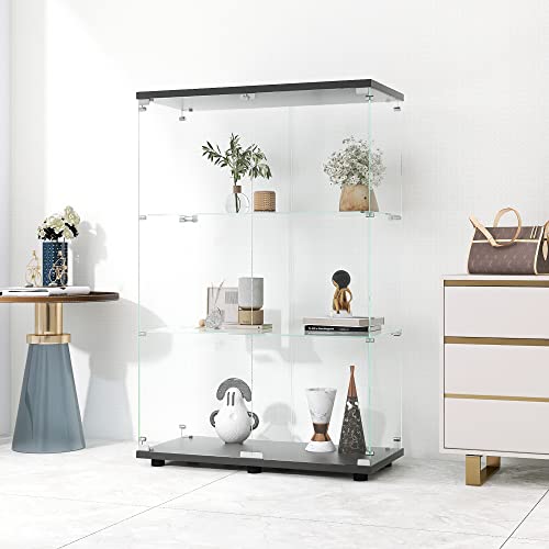 White Glass Display Cabinet with 3 Shelves, 49.3" H x 16.7" W x 14.3" D P4083