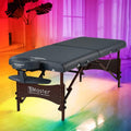 Walnut Stained Hardwood Portable Massage Table with 2.5" Cushion, Black, 30" R897720
