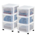 White 2-Pack Plastic 3-Drawer Rolling Cart with Wheels S35545