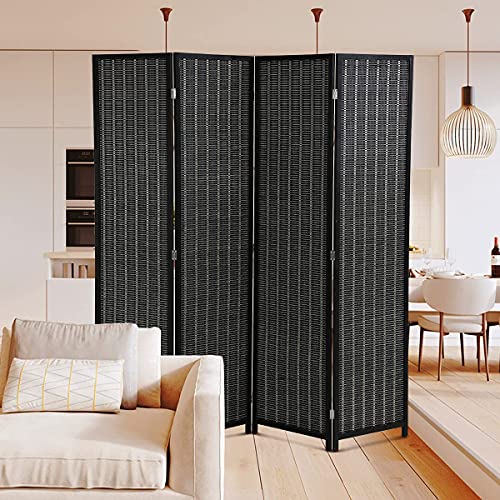 Black 6 Panel Folding Room Divider, 17.7" Wide G698629
