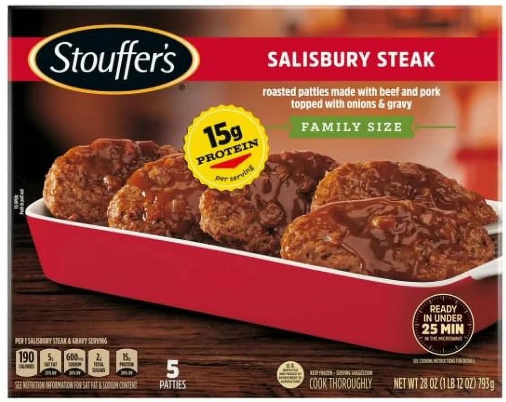 Salisbury Steak Family Size Frozen Meal, 28 oz - Pack of 6 W8142