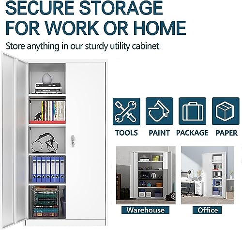 Black Metal Storage Cabinet with Doors and Shelves I819
