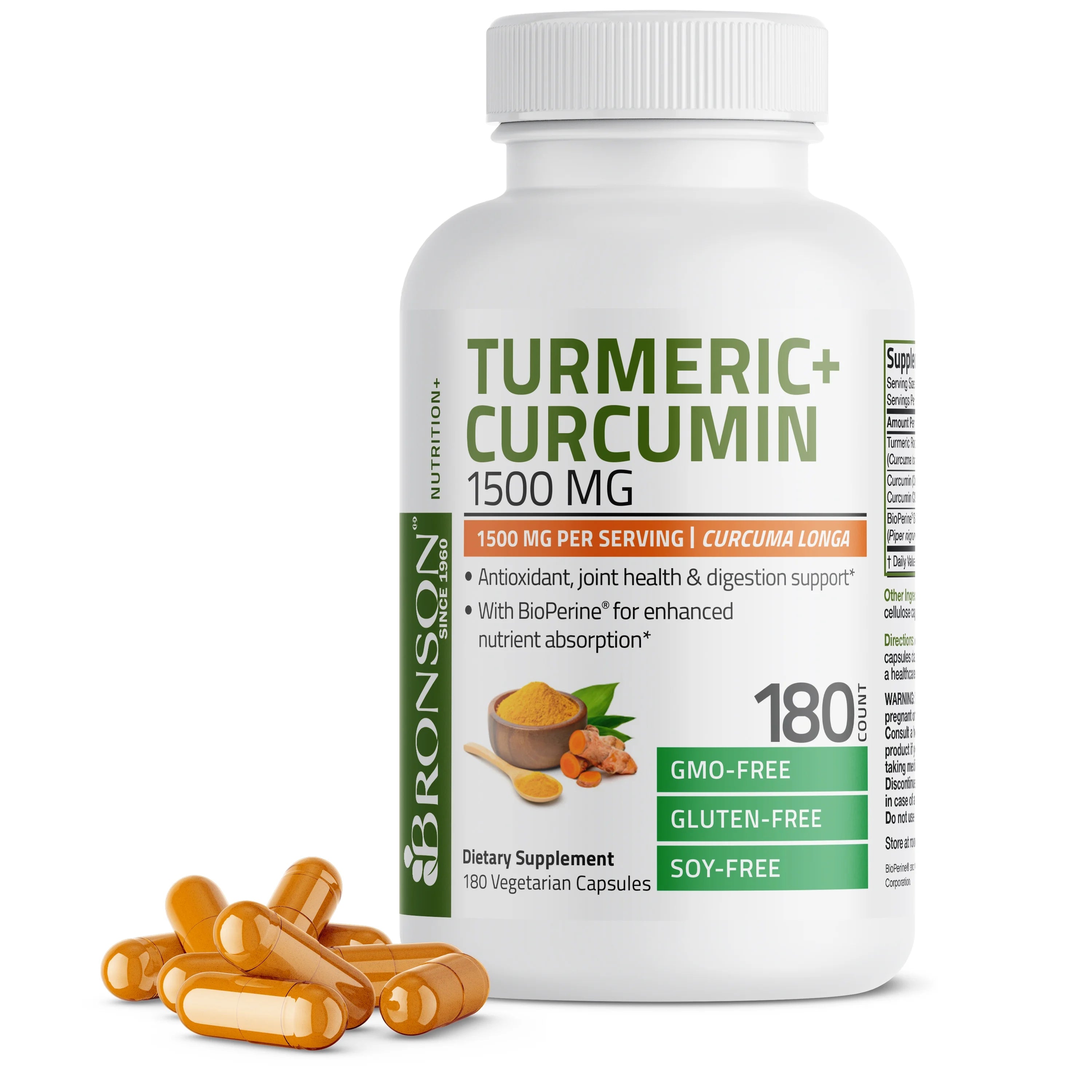Turmeric Curcumin 1500 MG per Serving, 180 Vegetarian Capsules P722