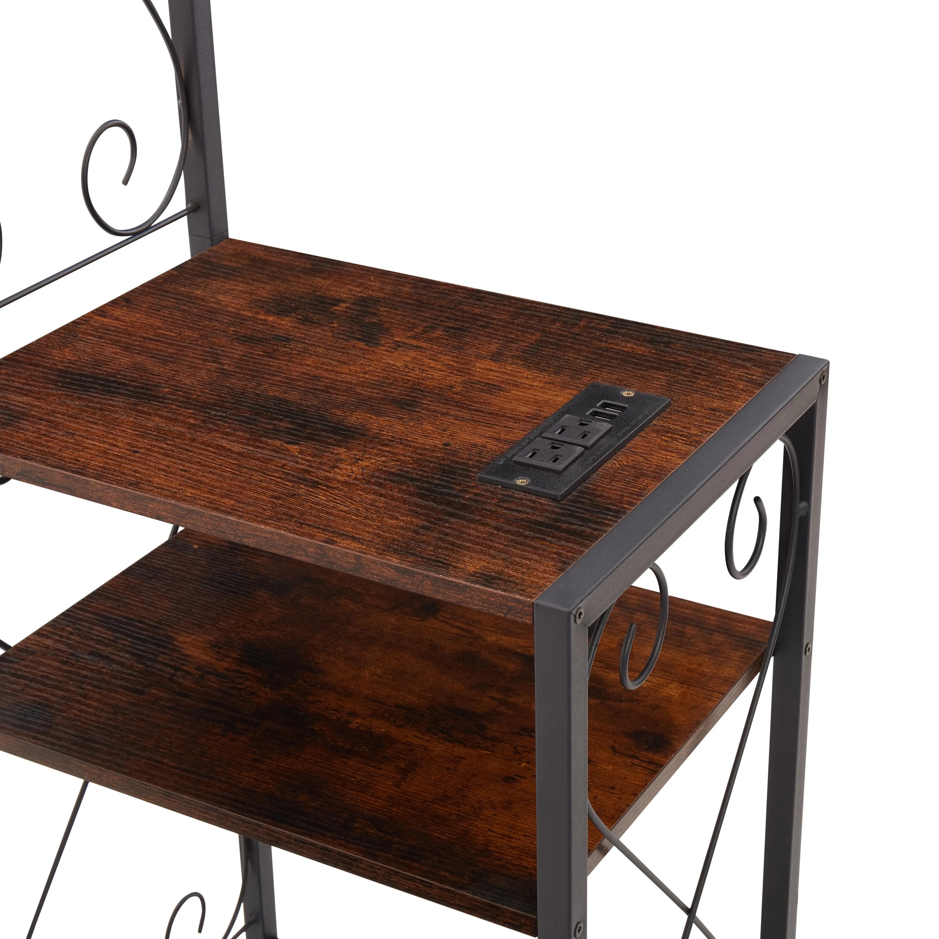 Queen Bed Frame with 2 Nightstands Headboards with Storage Cabinet, Headboard with Shelves, Bookcase Headboard Iron and Wood Rustic Brown C7817