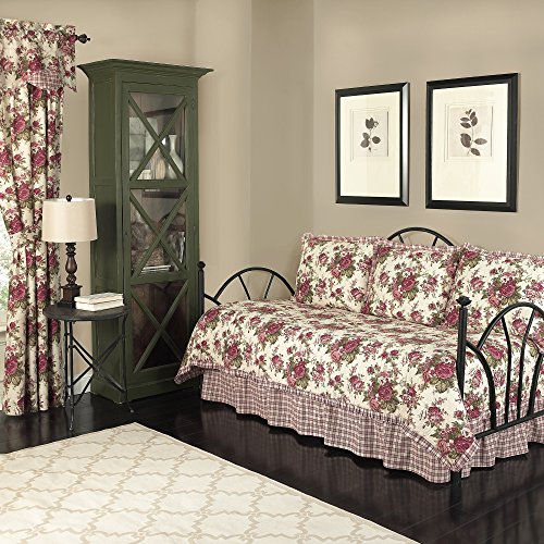 5-Piece Reversible Daybed Quilt Bedspread Set, 105" x 54", Tea Stain B848805