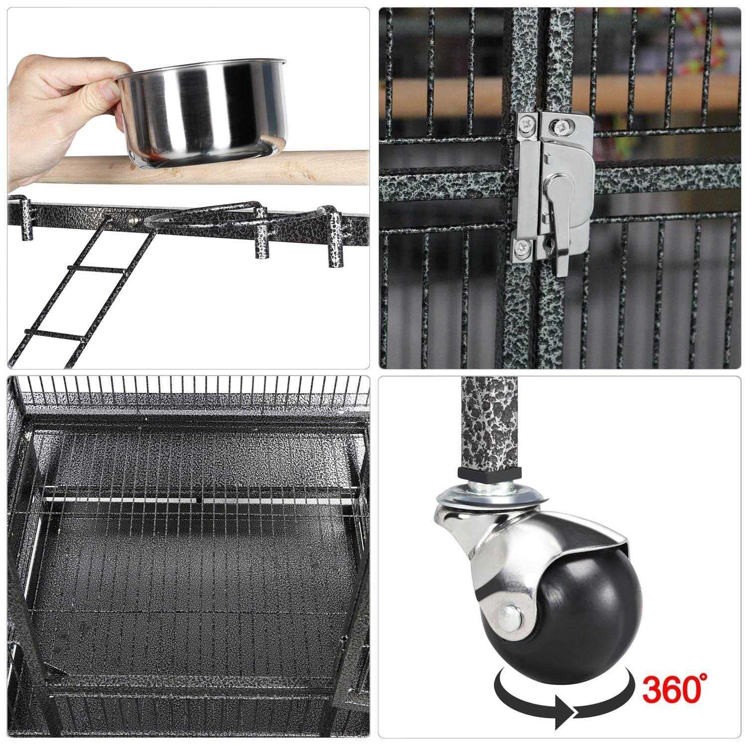 Wrought Iron Rolling Large Parrot Bird Cage R14181