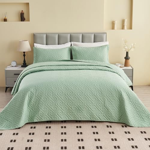Blue Oversized King Reversible Quilted Bedspread Set with 2 Pillow Shams S786802