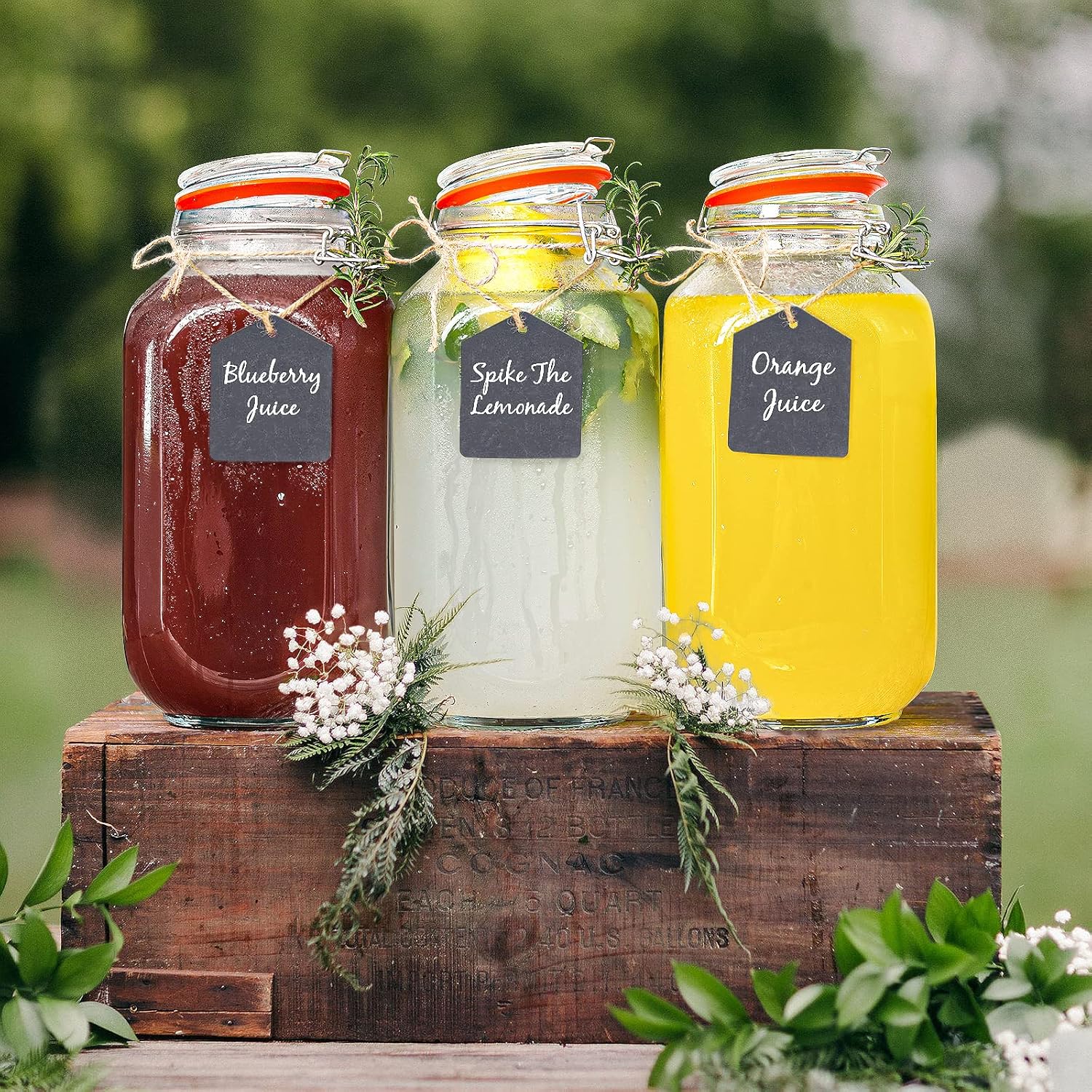 2 Pack 1 Gallon Square Glass Storage Jars with Airtight Lids H719