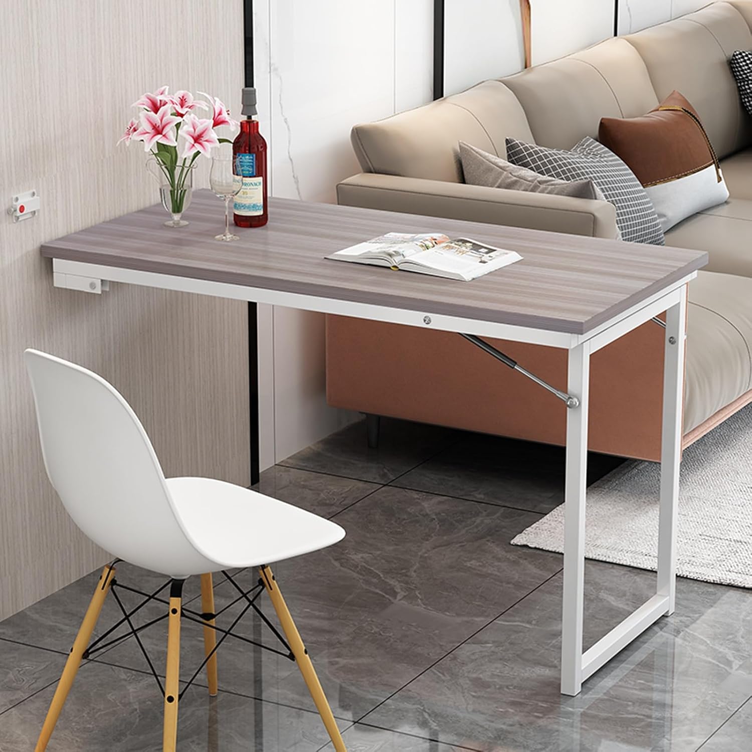 Heavy Duty Wall Mounted Folding Desk with Adjustable Steel Bracket J401