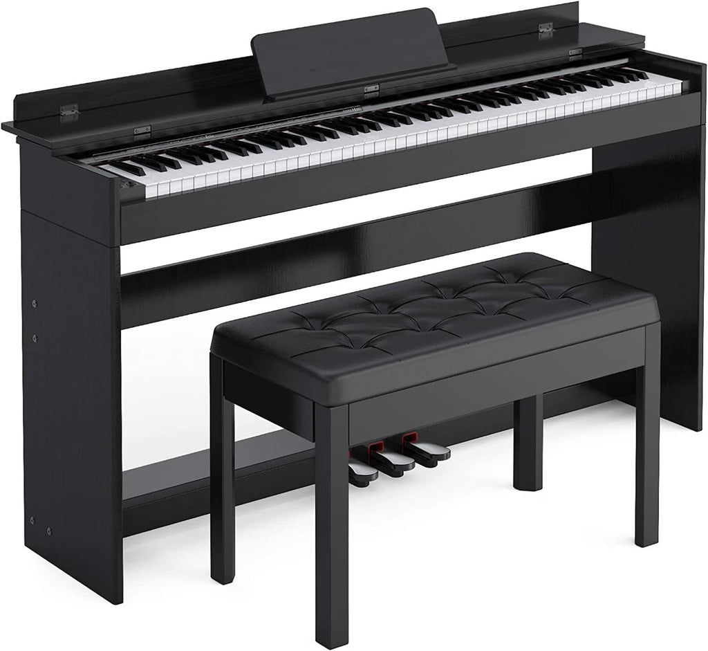 White 88-Key Weighted Digital Piano with 3-Pedal Unit Board, LCD Screen, Power Adapter, 53.5x29.9x12.2'' R998