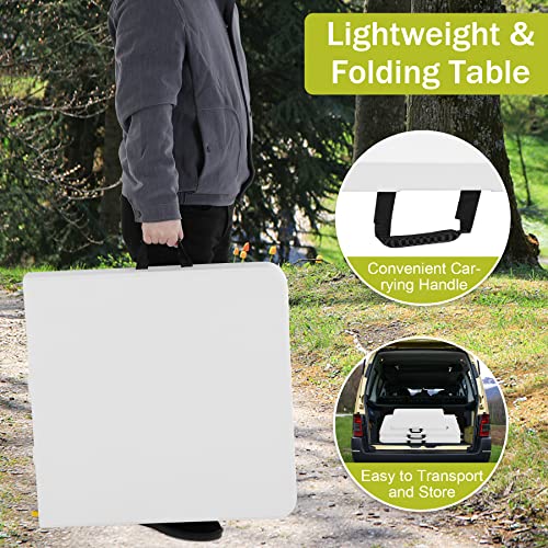 White 6ft Folding Plastic Table with Carrying Handle G7969
