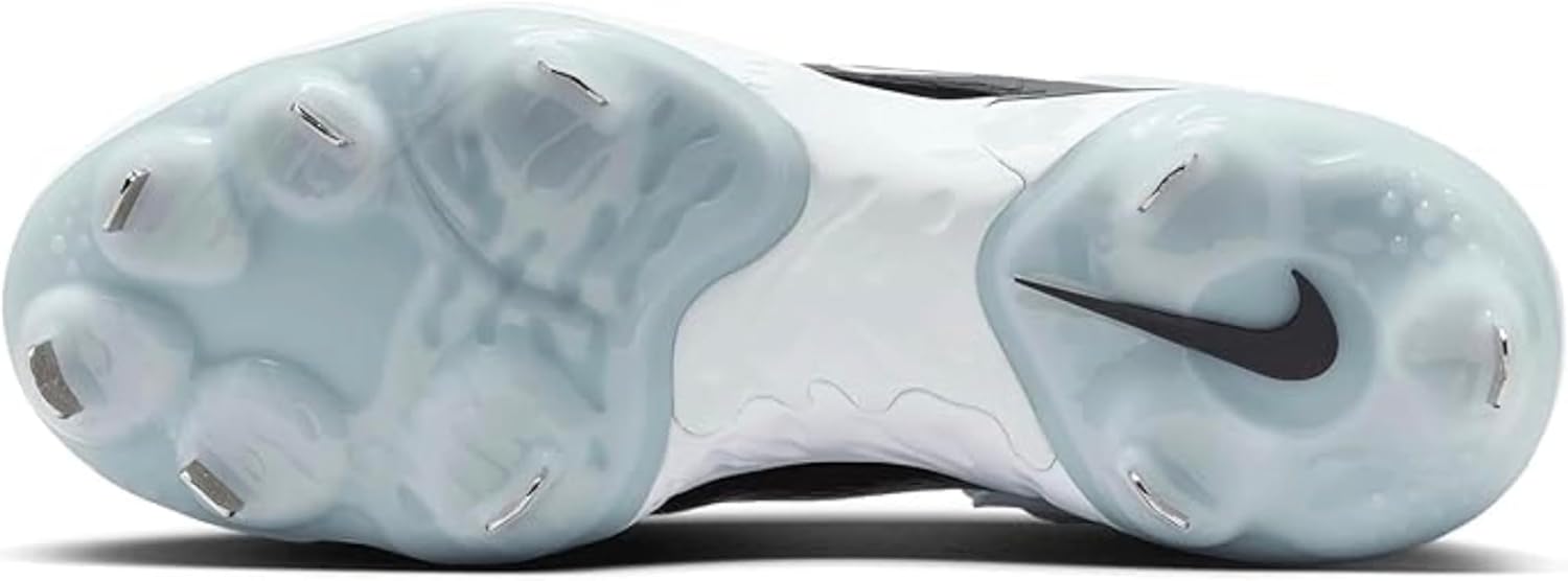 White-Black Men's Metal Baseball Cleats K9187