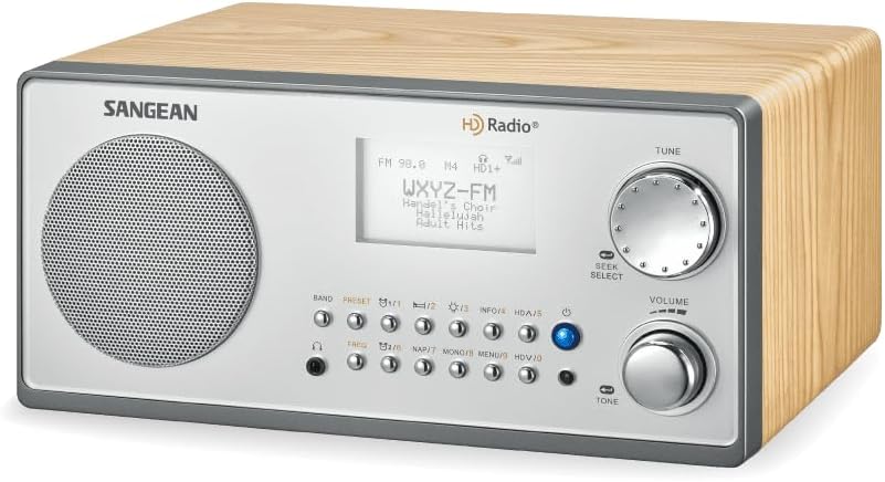 Silver Wooden Cabinet Table Top Radio O296