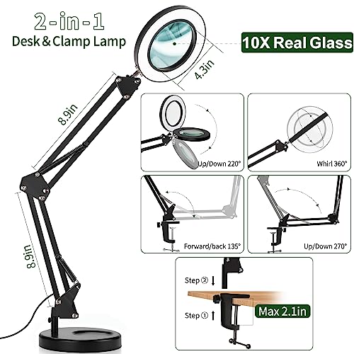 10X Magnifying Desk Lamp with Clamp, White D80099