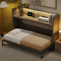White Queen Size Wood Murphy Bed with Storage Cabinet B911