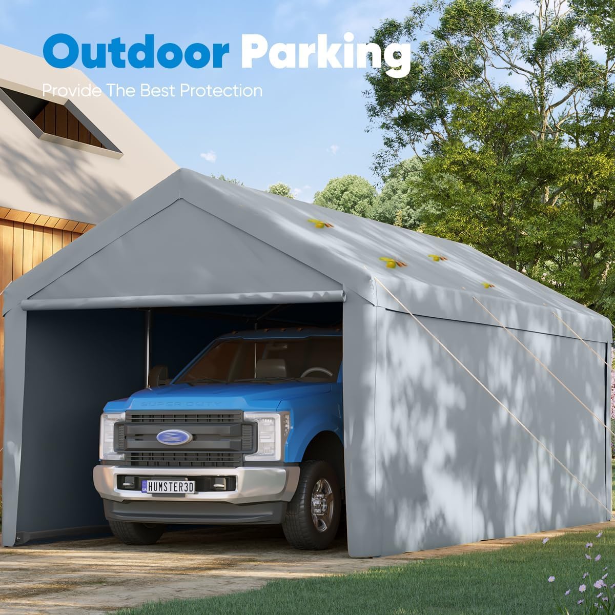 10’x20’ Heavy Duty Galvanized Carport Canopy Silver Gray K16703