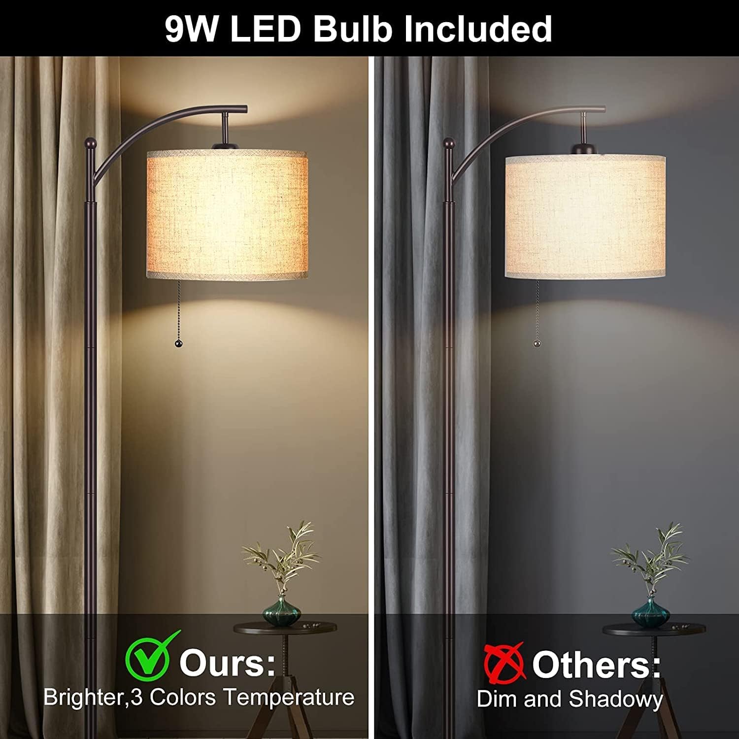 Brown Arc Floor Lamp with LED Bulb T763